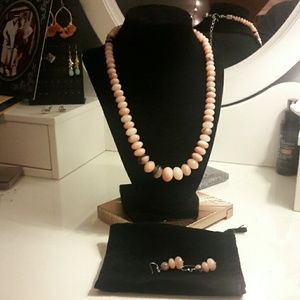Pink Stone Necklace & Matching Earrings